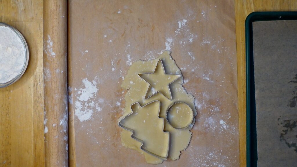cutting out the cookies